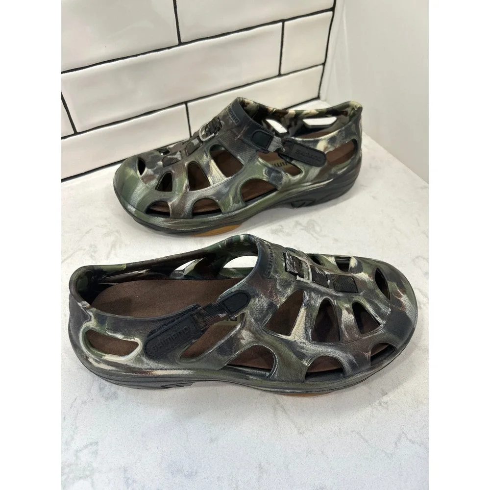 Shimano Evair Marine Fishing Sandals Mens 12 Camo Waterproof EVA Shoes Gorpcore